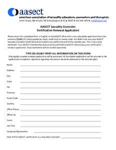 Human sexuality / Professional certification / Year of birth missing / Human behavior / Sexual addiction / Sex therapy / Sex education / American Association of Sexuality Educators /  Counselors and Therapists