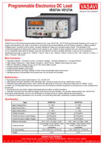 Programmable Electronics DC Load VE0273A / VE1273A VASAVI  Pioneer In Test Automation