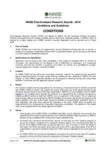 ABNAINSE Post-Graduate Research AwardsConditions and Guidelines  CONDITIONS