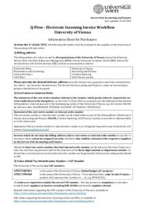 Service Unit Accounting and Finance Last updated: Q-Flow - Electronic Incoming Invoice Workflow University of Vienna Information Sheet for Purchasers