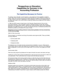 Perspectives on Education: Capabilities...The Capabilities Necessary for Practice  file:///U|/Users/JustinS/pubs/big8/sect3.htm Perspectives on Education: Capabilities for Success in the