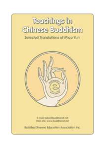 Teachings in Chinese Buddhism Selected Translations of Miao Yun BO