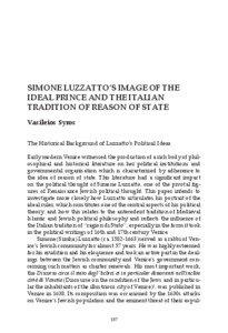 SIMONE LUZZATTO’S IMAGE OF THE IDEAL PRINCE AND THE ITALIAN TRADITION OF REASON OF STATE