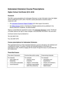 Indonesian Extension Course Prescriptions HSC[removed]