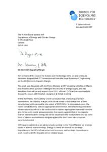 GB Electricity Capacity Margins letter