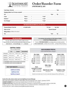 Order/Reorder Form EFFECTIVE MAY 22, 2015 Parish Name / Zip Code /