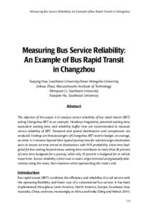 Sustainable transport / Bus rapid transit / Bus transport / Survival analysis / Headway / Changzhou / Reliability engineering / Silver Line / Hangzhou BRT / Transport / Public transport / Transportation planning
