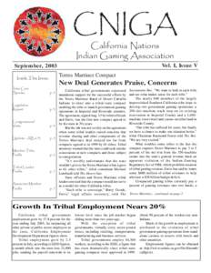 CNIGA California Nations Indian Gaming Association Vol. I, Issue V  September, 2003