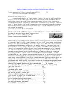 Southern Campaign American Revolution Pension Statements & Rosters Pension Application of William Fergusson (Ferguson) S39516 Transcribed and annotated by C. Leon Harris. VA