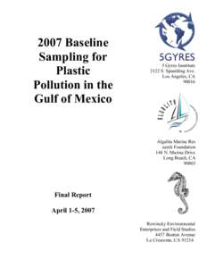 2007 Baseline Sampling for Plastic Pollution in the Gulf of Mexico