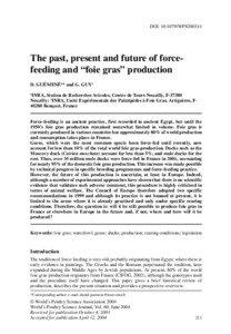 DOI: [removed]WPS200314  The past, present and future of forcefeeding and “foie gras” production