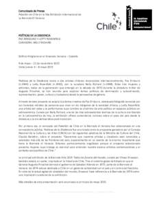 Comunicado de Prensa Pabellón de Chile en la 56a Exhibición Internacional de La Biennale Di Venezia POÉTICAS DE LA DISIDENCIA PAZ ERRÁZURIZ Y LOTTY ROSENFELD