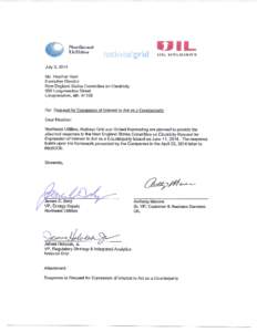 nationalgrid  RESPONSE TO REQUEST FOR EXPRESSION OF INTEREST TO ACT AS A COUNTERPARTY Northeast Utilities, National Grid & UIL Holdings July 3, 2014