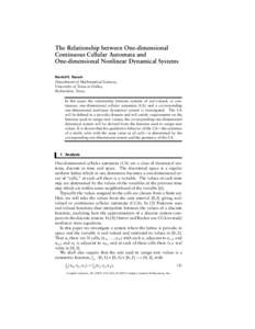 The Relationship between One-dimensional Continuous Cellular Automata and One-dimensional Nonlinear Dynamical Systems