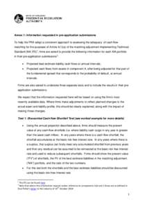 Annex 1: Information requested in pre-application submissions To help the PRA adopt a consistent approach to assessing the adequacy of cash-flow matching for the purposes of Article 4(1)(a) of the matching adjustment Imp