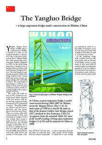 The Yangluo Bridge – a large suspension bridge under construction in Wuhan, China