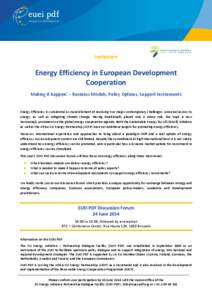 Invitation  Energy Efficiency in European Development Cooperation Making it happen! – Business Models, Policy Options, Support Instruments