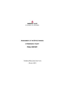 Assessment of the Effectiveness of Emergency Alert - Final Report