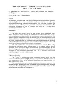 NEW EXPERIMENTAL DATA OF 19F(n,α)16N REACTION EXCITATION FUNCTION I.P. Bondarenko, V.A. Khryachkov, T.A. Ivanova, B.D.Kuzminov, N.N. Semenova, A.I. Sergachev FSUE “SSC RF – IPPE”, Obninsk, Russia Abstract