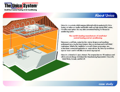About Unico Unico, Inc. is a privately-held company dedicated solely to producing the Unico System, an indoor air handler and ﬂexible small duct high velocity HVAC system, that offers more options than any other conven