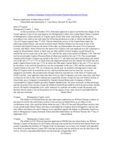 Southern Campaigns American Revolution Pension Statements & Rosters Pension Application of Daniel Howe S5565 VA Transcribed and annotated by C. Leon Harris. Revised 29 Aug[removed]State of Virginia }