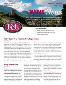 4-Page Newsletter Fifth Edition! KLWines.com | July 1, 2013