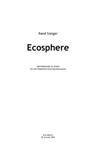 Rand Steiger  Ecosphere commissioned by Ircam for the Ensemble Intercontemporain