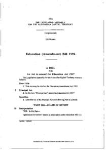 1992 THE LEGISLATIVE ASSEMBLY FOR THE AUSTRALIAN CAPITAL TERRITORY (As presented) (Mr Moore)