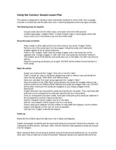 Candy Bar Contract- Sample Lesson Plan