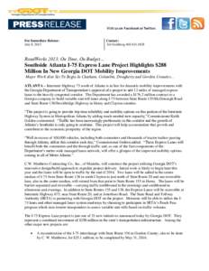 High-occupancy vehicle lane / Sustainable transport / Interstate 75 in Georgia / Reversible lane / Interstate 75 in Ohio / New Jersey Route 15 / Massachusetts Route 2 / California State Route 91 / Interstate 85 in Georgia / Transportation in Georgia / Transport / Land transport