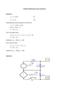 ESC201: (Mid Semester Exam Solutions)  Solution 1: I 3  I1  0.5I 0