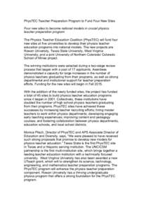 Physics education / American Physical Society / Knowledge / UTeach / James H. Stith / Physics / Education / American Association of Physics Teachers