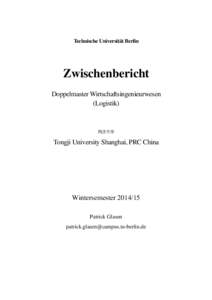 Zwischenbericht Doppelmaster Tongji Universität - Patrick Glasen überarbeitet