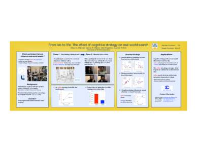 From lab to life: The effect of cognitive strategy on real-world search 
 Allison A. Brennan, Marcus R. Watson, Alan Kingstone, & James T. Enns
 University of British Columbia Which participant-factors influence real-wor