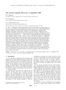 JOURNAL OF GEOPHYSICAL RESEARCH, VOL. 108, NO. A7, 1268, doi:[removed]2002JA009504, 2003  The extreme magnetic storm of 1–2 September 1859 B. T. Tsurutani Jet Propulsion Laboratory, California Institute of Technology, P