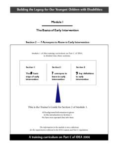 Building the Legacy for Our Youngest Children with Disabilities:  Module 1 The Basics of Early Intervention  Section 2 — 7 Acronyms to Know in Early Intervention