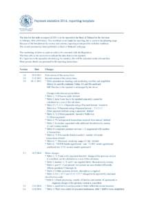 Payment statistics 2014, reporting template  The data for this table in respect of 2014 is to be reported to the Bank of Finland for the first time in February[removed]data). This workbook is not made ​for reporting