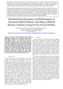 Simulated Fuel Economy and Performance of Advanced Hybrid Electric and Plug-in Hybrid Electric Vehicles Using In-Use Travel Profiles