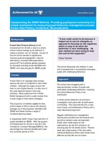 www.afa3as.org.uk  Implementing the SEND Reforms: Providing pupil/parent ownership of a simple mechanism for measuring pupil behaviour management process Forest View Primary, Cinderford, Gloucestershire