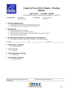 Capitol of Texas ISSA Chapter - Meeting Minutes July 15, :30 AM – 1:00 PM