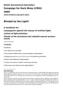 Light sources / Astronomy / Visibility / Campaign for Dark Skies / Architecture / Science / Night sky / Contract for difference / Pollution / Light pollution / Observational astronomy / Lighting