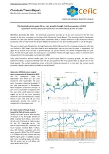 Embargoed for release: Wednesday, December 14, 2011, at 12 noon CEST (Brussels)  Chemicals Trends Report Monthly short summary, December 2011 EUROPEAN CHEMICAL INDUSTRY COUNCIL