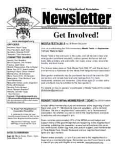 Mesta Park Neighborhood Association  Newsletter News and information for ALL residents of the Mesta Park Historic Preservation District Volume 2015, Issue 7