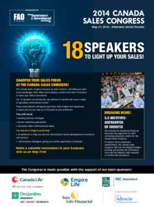 ORGANIZED BY  For Advisors Only May 21, 2014 – Allstream Centre Toronto