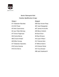 April 26, 2014  Barber Motorsports Park Saturday Qualifications Groups Group 1
