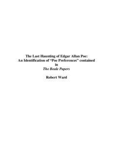 The Last Haunting of Edgar Allan Poe: An Identification of “Poe Preferences” contained in