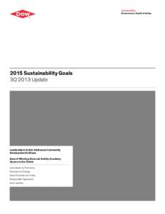 Sustainability Environment, Health & Safety 2015 Sustainability Goals 3Q 2013 Update