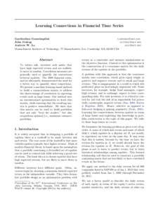 Learning Connections in Financial Time Series  Gartheeban Ganeshapillai [removed] John Guttag [removed]