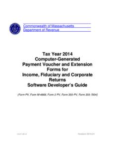 Commonwealth of Massachusetts Department of Revenue Tax Year 2014 Computer-Generated Payment Voucher and Extension