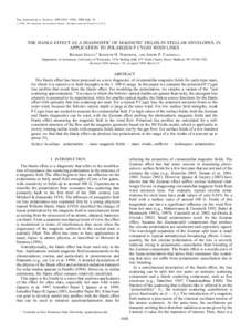 The Astrophysical Journal, 609:1018–1034, 2004 July 10 # 2004. The American Astronomical Society. All rights reserved. Printed in U.S.A. THE HANLE EFFECT AS A DIAGNOSTIC OF MAGNETIC FIELDS IN STELLAR ENVELOPES. IV. APP